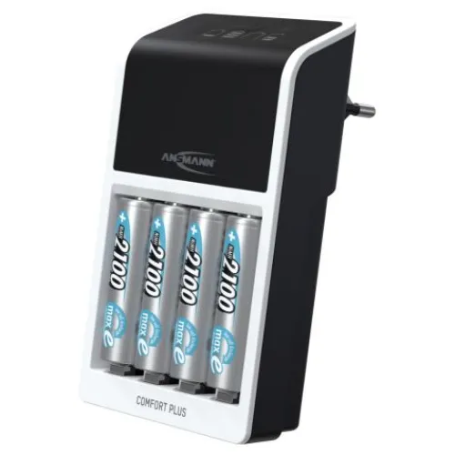 ANSMANN AG Akku-Ladegerät Comfort Plus + 4× AA 2100mAh^ Akku-ladegeräte