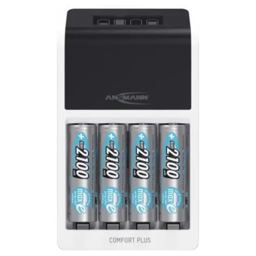 ANSMANN AG Akku-Ladegerät Comfort Plus + 4× AA 2100mAh^ Akku-ladegeräte