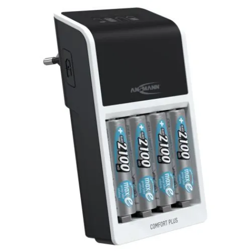 ANSMANN AG Akku-Ladegerät Comfort Plus + 4× AA 2100mAh^ Akku-ladegeräte