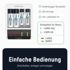 ANSMANN AG Akku-Ladegerät Comfort Smart + 4× AA 2100mAh^ Akku-ladegeräte