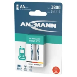 ANSMANN AG Dect NiMH Akku Mignon AA Typ 1800 (min. 1600 mAh) maxE 2er Papierblister^ Akkus