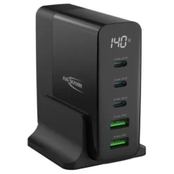 ANSMANN AG Desktop Charger mit Display DC5140PD 140W / 5 A / 140 W / 5 Port^ Usb-ladegeräte