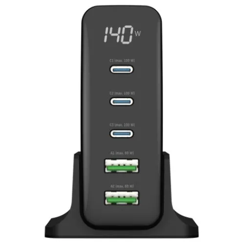 ANSMANN AG Desktop Charger mit Display DC5140PD 140W / 5 A / 140 W / 5 Port^ Usb-ladegeräte