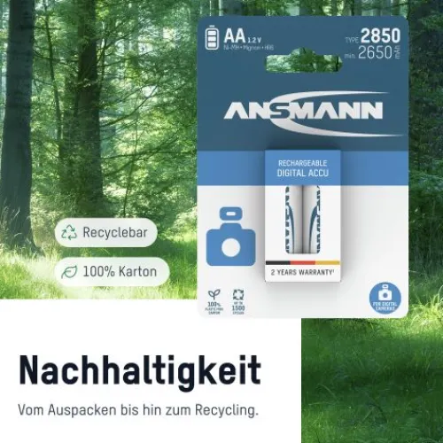 ANSMANN AG Digital NiMH Akku Mignon AA Typ 2850 (min. 2650 mAh) 2er Blister^ Akkus