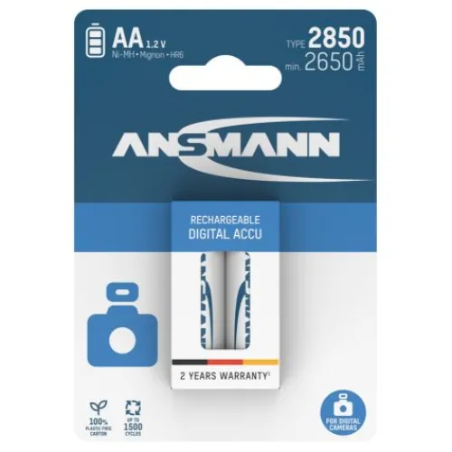 ANSMANN AG Digital NiMH Akku Mignon AA Typ 2850 (min. 2650 mAh) 2er Blister^ Akkus
