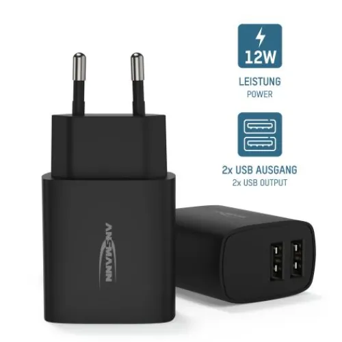 ANSMANN AG Home Charger HC212 schwarz / 2,4 A / 12 W / 2 Port^ Usb-ladegeräte