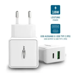 ANSMANN AG Home Charger HC218PD weiß / 3 A / 20 W / 2 Port^ Usb-ladegeräte