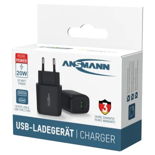 ANSMANN AG Home Charger HC218PD weiß / 3 A / 20 W / 2 Port^ Usb-ladegeräte
