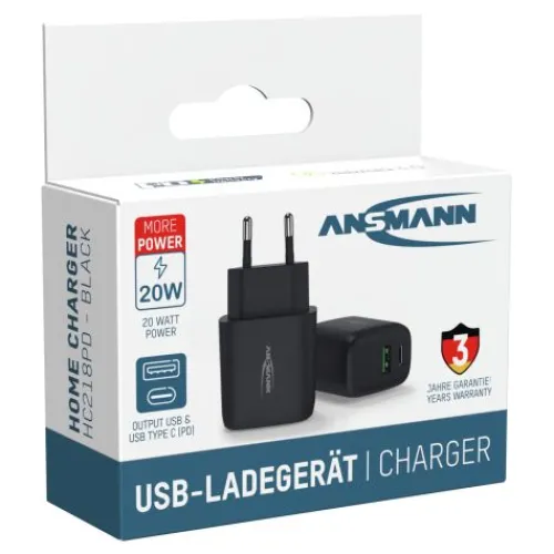 ANSMANN AG Home Charger HC218PD weiß / 3 A / 20 W / 2 Port^ Usb-ladegeräte