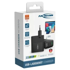 ANSMANN AG Home Charger mit Display HC365PD 65W / 3 A / 65 W / 3 Port^ Usb-ladegeräte