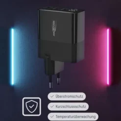 ANSMANN AG Home Charger mit Display HC365PD 65W / 3 A / 65 W / 3 Port^ Usb-ladegeräte