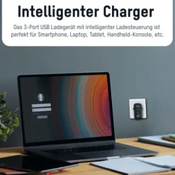 ANSMANN AG Home Charger mit Display HC365PD 65W / 3 A / 65 W / 3 Port^ Usb-ladegeräte