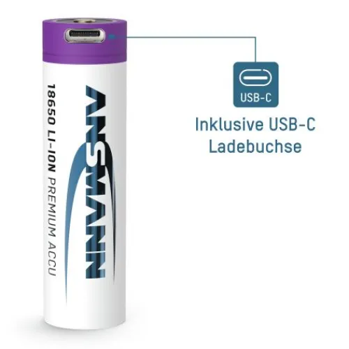 ANSMANN AG Li-Ion Akku 18650 2600 mAh mit USB Typ-C Ladebuchse^ Akkus