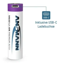 ANSMANN AG Li-Ion Akku 18650 3400 mAh mit USB Typ-C Ladebuchse^ Akkus