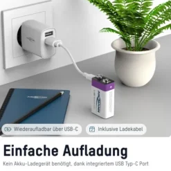 ANSMANN AG Li-Ion Akku 9V E-Block Typ 400 (min. 340 mAh) 1er Papierblister^ Akkus