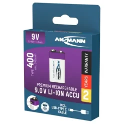 ANSMANN AG Li-Ion Akku 9V E-Block Typ 400 (min. 340 mAh) 1er Papierblister^ Akkus