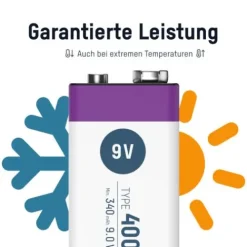 ANSMANN AG Li-Ion Akku 9V E-Block Typ 400 (min. 340 mAh) 1er Papierblister^ Akkus