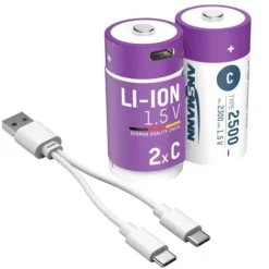 ANSMANN AG Li-Ion Akkus Baby C Typ 2500 (min. 2300 mAh) 2er Papierblister^ Akkus