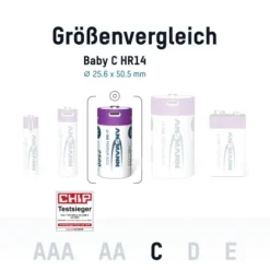 ANSMANN AG Li-Ion Akkus Baby C Typ 2500 (min. 2300 mAh) 2er Papierblister^ Akkus