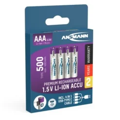 ANSMANN AG Li-Ion Akkus Micro AAA Typ 500 (min. 400 mAh) 4er Papierblister^ Akkus