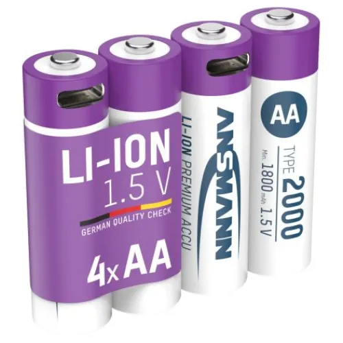ANSMANN AG Li-Ion Akkus Mignon AA Typ 2000 (min. 1800 mAh) 4er Papierblister^ Akkus