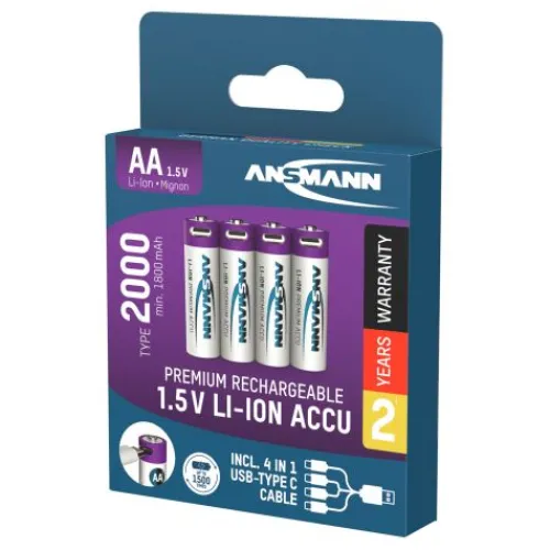 ANSMANN AG Li-Ion Akkus Mignon AA Typ 2000 (min. 1800 mAh) 4er Papierblister^ Akkus