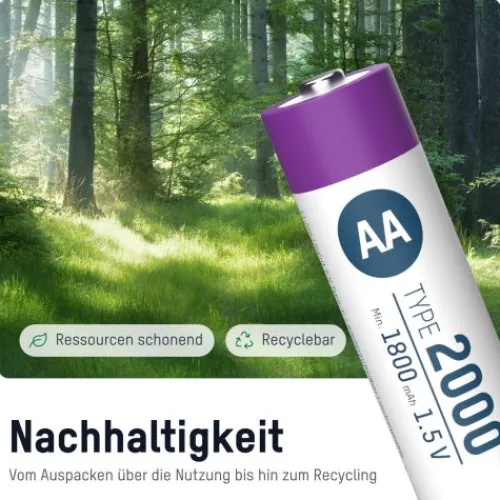 ANSMANN AG Li-Ion Akkus Mignon AA Typ 2000 (min. 1800 mAh) 4er Papierblister^ Akkus