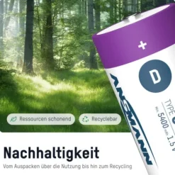 ANSMANN AG Li-Ion Akkus Mono D Typ 6000 (min. 5400 mAh) 2er Papierblister^ Akkus