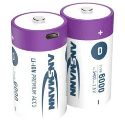ANSMANN AG Li-Ion Akkus Mono D Typ 6000 (min. 5400 mAh) 2er Papierblister^ Akkus
