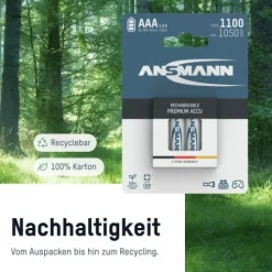 ANSMANN AG NiMH Akku Micro AAA Typ 1100 (min. 1050 mAh) 4er Blister^ Akkus