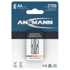 ANSMANN AG NiMH Akku Mignon AA Typ 2700 (min. 2500 mAh) 2er Blister^ Akkus