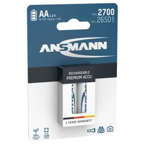 ANSMANN AG NiMH Akku Mignon AA Typ 2700 (min. 2500 mAh) 2er Blister^ Akkus