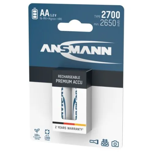 ANSMANN AG NiMH Akku Mignon AA Typ 2700 (min. 2500 mAh) 2er Blister^ Akkus