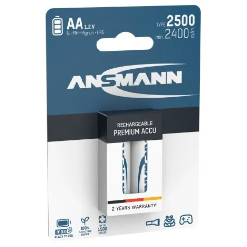 ANSMANN AG NiMH Akku Mignon AA Typ 2500 (min. 2400 mAh) maxE 2er Blister^ Akkus