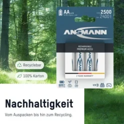 ANSMANN AG NiMH Akku Mignon AA Typ 2700 (min. 2500 mAh) 4er Blister^ Akkus