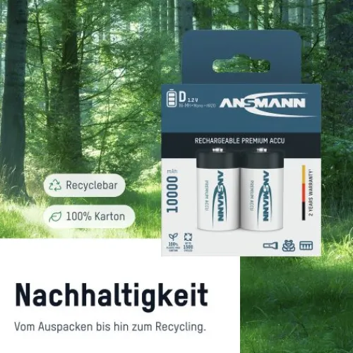 ANSMANN AG NiMH Akku Mono D Typ 10000 (min. 9300 mAh) maxE 2er Blister^ Akkus