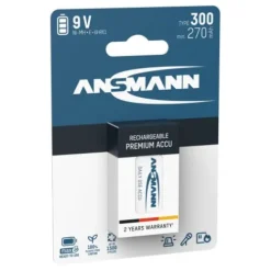 ANSMANN AG NiMH Akku 9V E-Block Typ 300 (min. 270 mAh) maxE 1er Blister^ Akkus