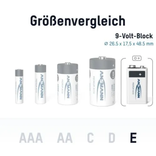 ANSMANN AG NiMH Akku 9V E-Block Typ 300 (min. 270 mAh) maxE 1er Blister^ Akkus