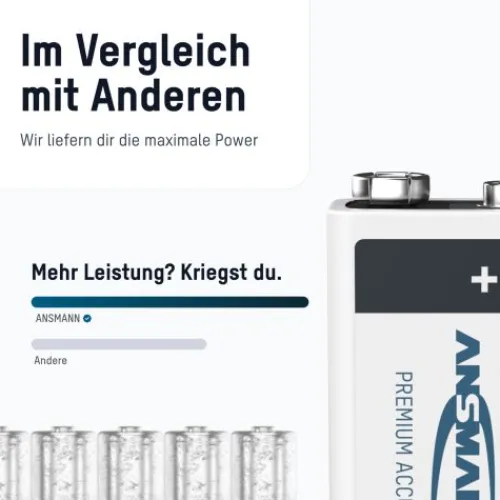 ANSMANN AG NiMH Akku 9V E-Block Typ 300 (min. 270 mAh) maxE 1er Blister^ Akkus