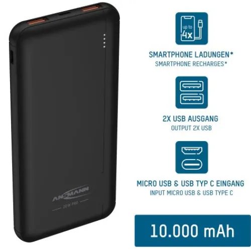 ANSMANN AG Powerbank 10000 mAh^ Schnelllade-powerbanks