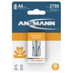 ANSMANN AG Toy NiMH Akku Mignon AA Typ 2700 (min. 2650 mAh) 2er Papierblister^ Akkus