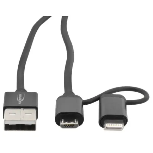 ANSMANN AG USB 2in1 Micro/Lightning Daten und Ladekabel 120 cm^ Lightning