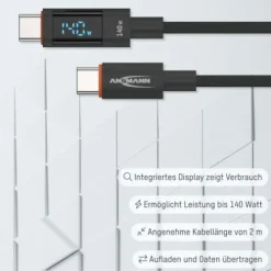ANSMANN AG USB Typ-C Kabel, 200 cm, anthrazit^ Typ C