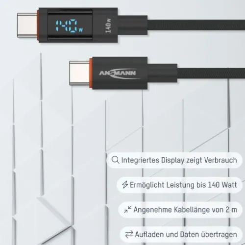 ANSMANN AG USB Typ-C Kabel, 200 cm, anthrazit^ Typ C