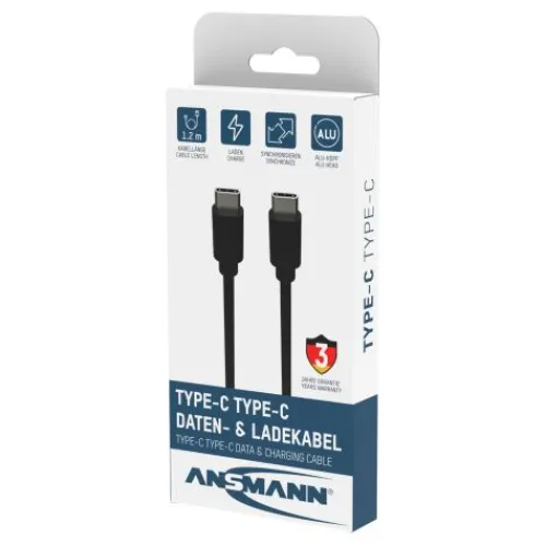 ANSMANN AG USB Typ-C zu Typ-C Daten und Ladekabel 120 cm^ Typ C
