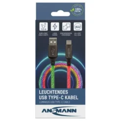 ANSMANN AG USB-A auf USB Typ-C Kabel mit LED-Beleuchtung, 100 cm^ Typ C
