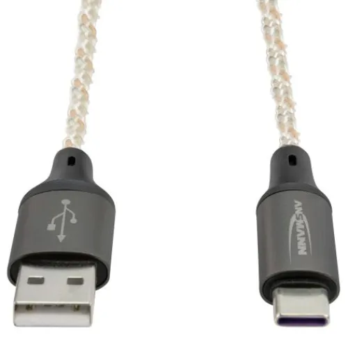 ANSMANN AG USB-A auf USB Typ-C Kabel mit LED-Beleuchtung, 100 cm^ Typ C