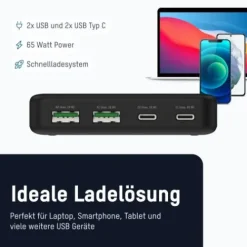 ANSMANN AG USB-Ladegerät Desktop Charger DC465PD / 3,25 A / 65 W / 4 Port^ Usb-ladegeräte